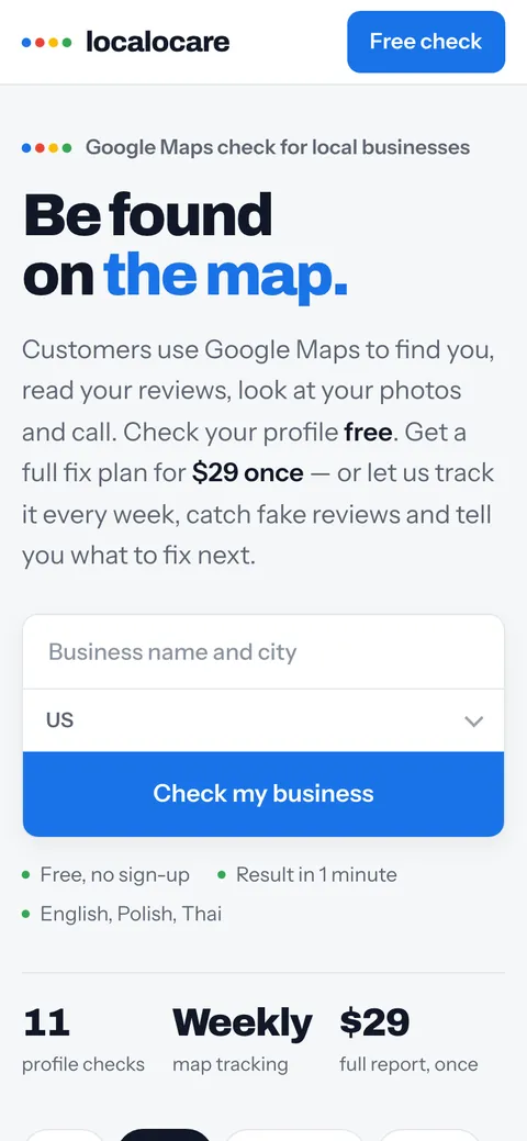 localocare.com on a phone
