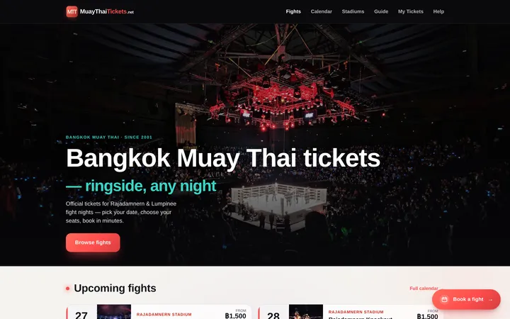 muaythaitickets.net home page